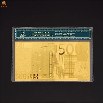 Zlaté Fólie Evropské Měny 500 Euro Money 24k zlacené Účet Replika Papír, Zlato, Bankovky Kolekce S COA Rám Pro Dárky