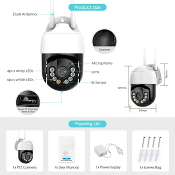 BESDER 5MP 5XZoom PTZ Kamera Venkovní WiFi Kamera 3MP Audio Bezdrátové Video Dohled 1080P AI Sledování CCTV Bezpečnostní IP Kamera 5