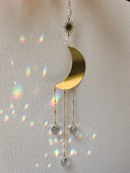 Velký Měsíc, Slunce Suncatcher Pozlacené,Duha Prism,Boho Domácí Dekoraci,magické Suncatcher