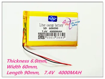 606090 7.4 V 4000MAH Polymer lithium ion baterie může být přizpůsoben velkoobchodní CE FCC ROHS, MSDS certifikace kvality