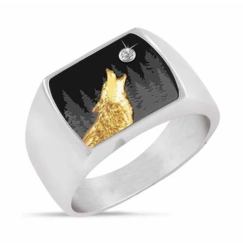 Klasický vlk prsten pánské hip hop měsíc zvířat vlk vytí svatební šperky dárky milovníky punk motorkářské prsteny pro ženy