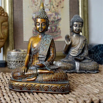 Pryskyřice Sochy Buddhy V Thajsku Buddha Socha Socha Domova Kancelářský Stůl Ornament Vintage Dárek Figurka Hinduistický Sedící Buddha