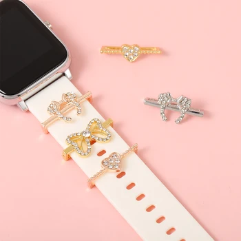 Kroužek Dekorativní Přívěsky pro Apple Watchband Srdce, Luk-uzel Stud Kouzlo Šperky Nehty pro Iwatch Popruh Náramek Příslušenství Kouzlo