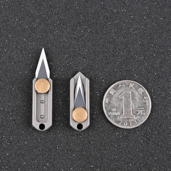 čistý titan Mini Nůž Ostrý Demolice Express Nůž Přenosné EDC Klíčenka Přívěsek Pocket Push-pull Open Box Nůž