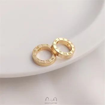 14K zlaté barvy Římské digitální prsten double hole přívěsek ručně diy přívěsek náhrdelník klíční kost řetěz příslušenství přívěsek