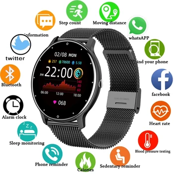 LIGE Nové Chytré hodinky, Muži Plné dotykové Obrazovky, Sportovní Fitness hodinky IP67 vodotěsné Chytré hodinky Dámy Bluetooth Pro Android, iOS+Box