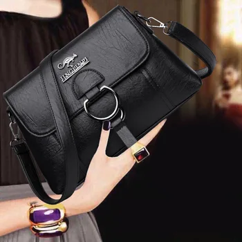 Ženy Pytel Nové Rameno Módní Jednoduché Klapka Crossbody Messenger Bag Kabelky Luxusní Kabelky Návrhář PU Kůže Kauzální Ruční Taška 2