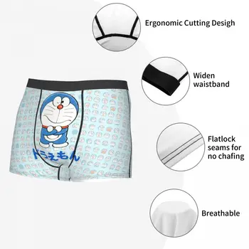 Kreslený Doraemon Tvář Vzor Spodky Breathbale Kalhotky Člověk Spodní Prádlo Print Šortky Boxerky 3
