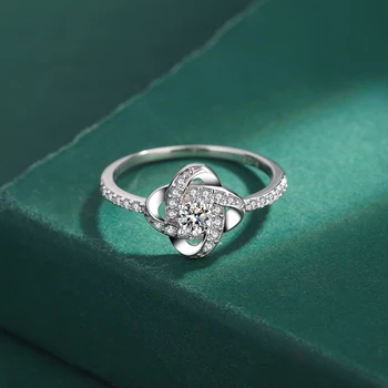 NOVÉ Módní Květina Výřez Full Diamond Pár Prsten Pro Ženy Klasické Geometrické Původní Sterling Silver Výročí Dárek Šperky 1