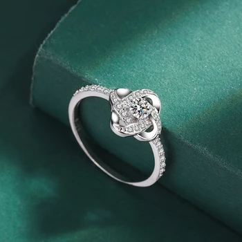 NOVÉ Módní Květina Výřez Full Diamond Pár Prsten Pro Ženy Klasické Geometrické Původní Sterling Silver Výročí Dárek Šperky 2
