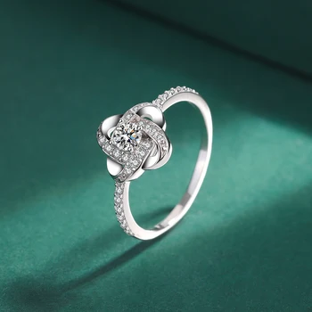NOVÉ Módní Květina Výřez Full Diamond Pár Prsten Pro Ženy Klasické Geometrické Původní Sterling Silver Výročí Dárek Šperky 3