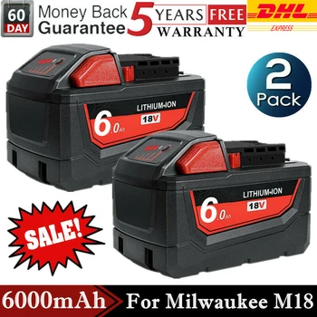 4Pack 18V 6.0 Ah Náhradní Baterie pro Milwaukee 18V M18 Baterie Lithium 48-11-1860/48-11-1850/48-11-1840/48-11-1828/48-11-1820