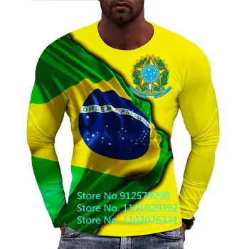 2022 Pánské Módní Brazílie Styl Dlouhý Rukáv Brazílie Vlajka 3D Tisk Pánská Košile Harajuku Streetwear Svetr