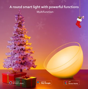 LED Noční Světlo Stolní Bluetooth, WiFi, Smart Aplikace, Ovládání Atmosféru, Světlo, Tvůrčí Míč, Dárek, Dekorace Nastavitelné lampičky