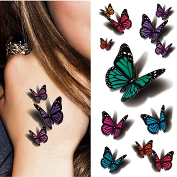 3D Butterfly Tetování, Nálepky, body Art Obtisk Létající Motýl Vodotěsné Dočasné Tetování Papír
