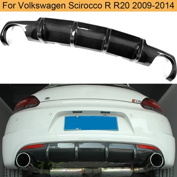 Carbon Fiber Auto Zadní Difuzor Lip Spoiler Pro Volkswagen VW Scirocco R R20 Nárazník 2009 - 2016 Černá FRP Zadní Difuzor, Spoiler