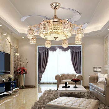 Vysoce Kvalitní luxusní LED Křišťálové světlo ventilátor obývací pokoj moderní ventilátor s dálkovým ovládáním Stropní ventilátor 110V 220V Stropní Ventilátory
