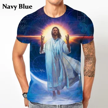 Bůh Kříž Móda 3D T-shirt Ježíš Křesťanské Muži, Ženy, T-košile Kolem Krku Top s Krátkým Rukávem Unisex Oblečení