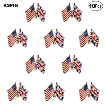 Usa A Velká Británie Vlajka Klopě Pin odznak Brož Kolíky, Odznaky 10ks Hodně