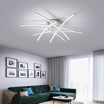 Moderní LED Lustr Pro Obývací Pokoj Ložnice Studie Domů Vnitřní Osvětlení Gold Stropní Svítidlo S Dálkovým ovládáním, Stmívatelné Osvětlení 1