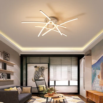 Moderní LED Lustr Pro Obývací Pokoj Ložnice Studie Domů Vnitřní Osvětlení Gold Stropní Svítidlo S Dálkovým ovládáním, Stmívatelné Osvětlení 4