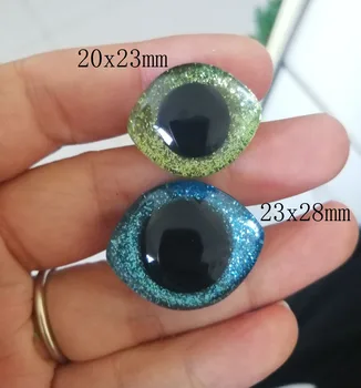 10pcs nový design 28x23mm 20x23mm Oválný tvar 3D Glitter jasné bezpečnosti hraček oči s zadní podložky--B11 3