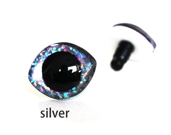 10pcs nový design 28x23mm 20x23mm Oválný tvar 3D Glitter jasné bezpečnosti hraček oči s zadní podložky--B11 5
