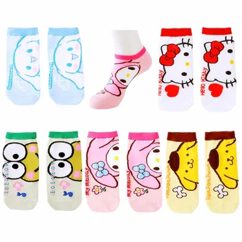 Sanrioed Hellokittys My Melody Cinnamoroll Neviditelné Lodi Ponožky Kawaii Cute Anime Plushie Sportovní Bavlněné Ponožky Four Seasons Tenké