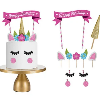 1set Cylindr Růžový Jednorožec Strana Dort Topper Svatební Cupcake Dekorace Happy Birthday Party Dodávky Miminko Party Dekor Děti.