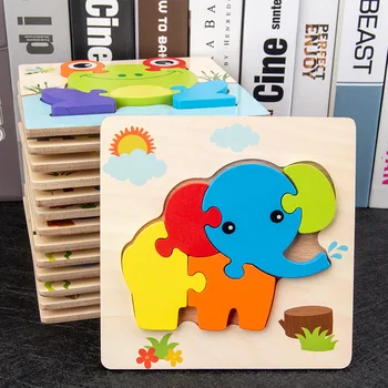 0 12 Měsíců Dítě Montessori Vzdělávání Dřevěné Hračky Zvířat, 3D Puzzle, Deskové Dětské Hry, Kluk Barva Smyslové Učení Vzdělávací Dárek