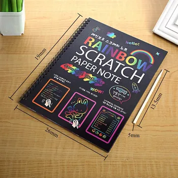 Děti Hračky přitahují Velké Škrábání Malby Kniha 26x19cm Magic Rainbow Color Nuly Papíry Děti Kreslení Pad 5