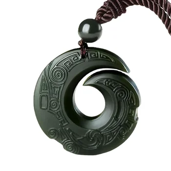 Přírodní Hetian Jade Přívěsek Náhrdelník Jadeite Šperky pro Muže, Dárky Buddhistické Štěstí, Vyřezávané Módní Kouzlo Ženy Amulet 4