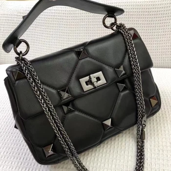 Nové Luxusní Značkové Kabelky Rhombus Příhradové Zlatý Řetěz Nýt Bag Módní Hostina Rameno Crossbody Tašky Kvalitní Ženy Bag 5