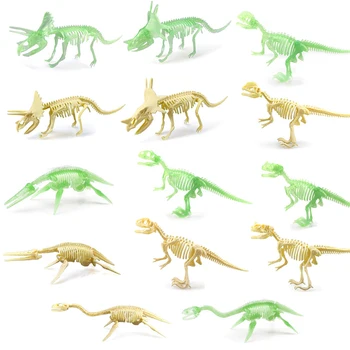 Děti, Hračky Plastové 3D Zářící Kostra Triceratops/T-Rex/Mosasaurus DIY Děti Sestavený Dinosaurus Model Stavebnice Hračky