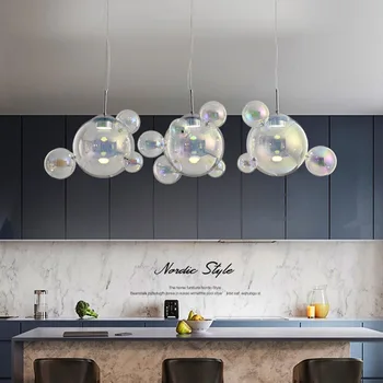 Barevné bubliny moderní LED přívěsek světlo lampy obývací pokoj skleněné koule Lustry, kuchyňská svítidla, bar, obchod s oblečením