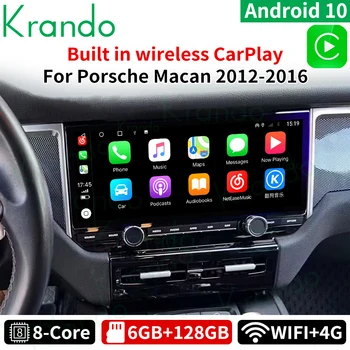 Krando Android 12.0 12.3 Palcový Auto Rádio Pro Porsche Macan 2012-2016 PCM3.1 Inteligentní Multimediální Přehrávač, GPS Navigace S RDS