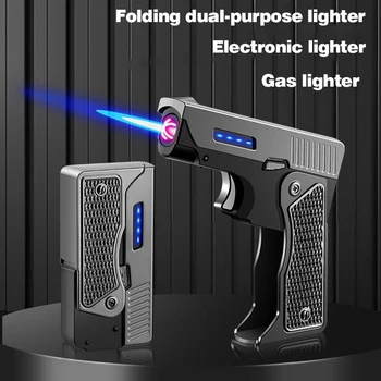 Nové Pistole Větruodolný Kovové Dual Plasma Arc Lehčí Jet USB Pochodeň Zapalovač Plynu Butan Elektrické Tíži Stříkací Pistole cigaretového Zapalovače