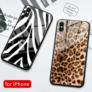Zebra, Tygr, Leopard, Kůže, Tvrzeného Skla Telefon Pouzdro pro IPhone 13 12 11 Pro XS Max Mini X XR 7 8 6S Plus 5 5S SE roku 2020 Zadní Kryt