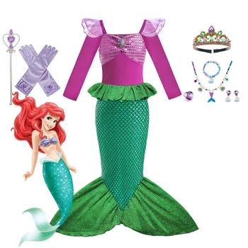 Disney Princezna Ariel dívčí Šaty Malá Mořská víla Kostým, Karneval, Večerní Party Šaty pro Děti Halloween zdobit Oblečení