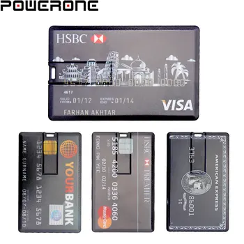 POWERONE Vodotěsný USB Flash Disky 64 GB Super Slim Kreditní Karty, flash Disk 32GB Bankovní Karta Modelu Memory Stick 16GB Pendrives 8GB