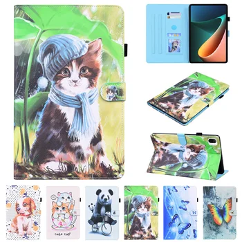 Roztomilý Kočka Panda Butterfly Tisk Tablet Funda Kryt Pro Mi Pad 5 Případ Kožený Kryt Pro Xiaomi Pad 5 Mi Pad 5 Pro Případ Coque 2021