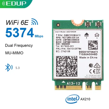 EDUP 5374Mbps Intel AX210 WiFi 6E Karty PCIE Bluetooth 5.3 Dual Band 2,4 ghz/5GHz Bezdrátový Síťový Adaptér Wi-Fi Přijímač Pro Notebook
