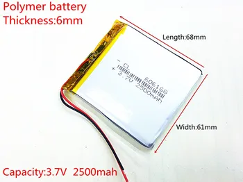 606168 3.7 V 2500mAh 606070 Lithium Polymer Li-Po, li-ion Dobíjecí Baterie buněk Pro Mp3 MP4 MP5 GPS, PSP, mobilní, bluetooth 0