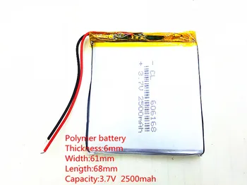 606168 3.7 V 2500mAh 606070 Lithium Polymer Li-Po, li-ion Dobíjecí Baterie buněk Pro Mp3 MP4 MP5 GPS, PSP, mobilní, bluetooth 1