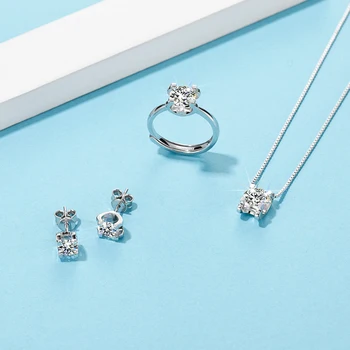 Velkoobchod Šperky Set, Luxusní A Okouzlující Pro Ženy 2022 925 Stříbro Moissanite Náušnice, Náhrdelník Kroužky