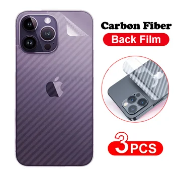 3ks Uhlíkových Vláken Matný Zadní Fólie Pro iPhone 14 13 12 Mini 11 Pro Max XR X XS 7 8 Plus SE 3 Transparentní Screen Protector Nálepka