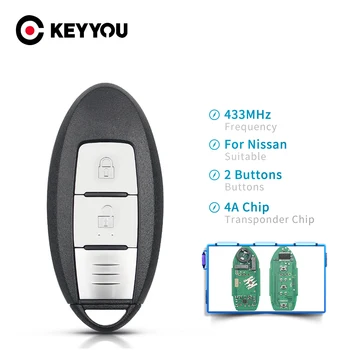 KEYYOU 5ks Auto Smart Remote Key Fit 4A 46 Čip Pro NISSAN Qashqai, X-Trail Bezklíčový Vstup Regulátoru Fob 2/3 Tlačítka 433MHz