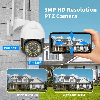 HD Wi-fi IP Kamera Venkovní Krytý Bezpečnostní Ochrany Surveillance CCTV Camara 360 PTZ 3MP 1080P 2-Way Talk Video Monitor IP Cam 2