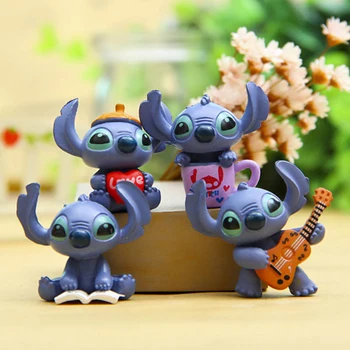 4ks/set Disney Stitch Akční Figurky Set Anime, Akční Figurky Panenky, Vánoční Dárek, Domácí Party Dodávky Dekorace Hračky Dárek