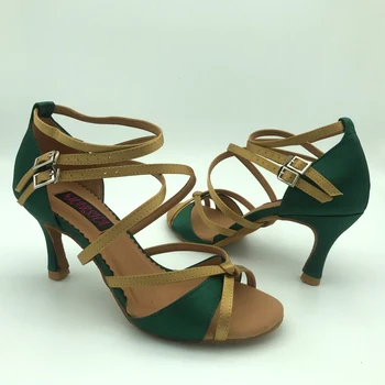 7.5 cm podpatek Elegantní Latin Taneční Boty Pro ženy, Salsa boty dropshipping pohodlné latinské boty 6209DGLG nízký vysoký podpatek k dispozici